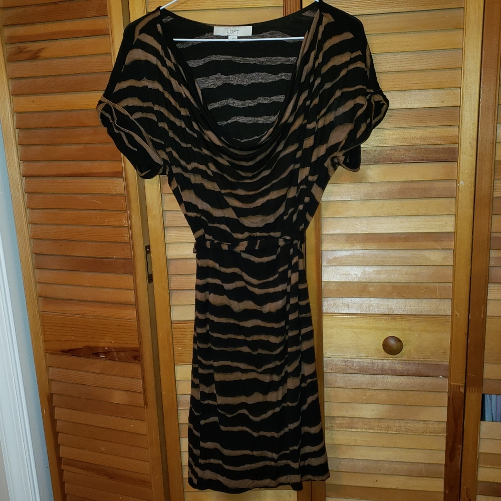 LOFT black and brown stripe dress (S)